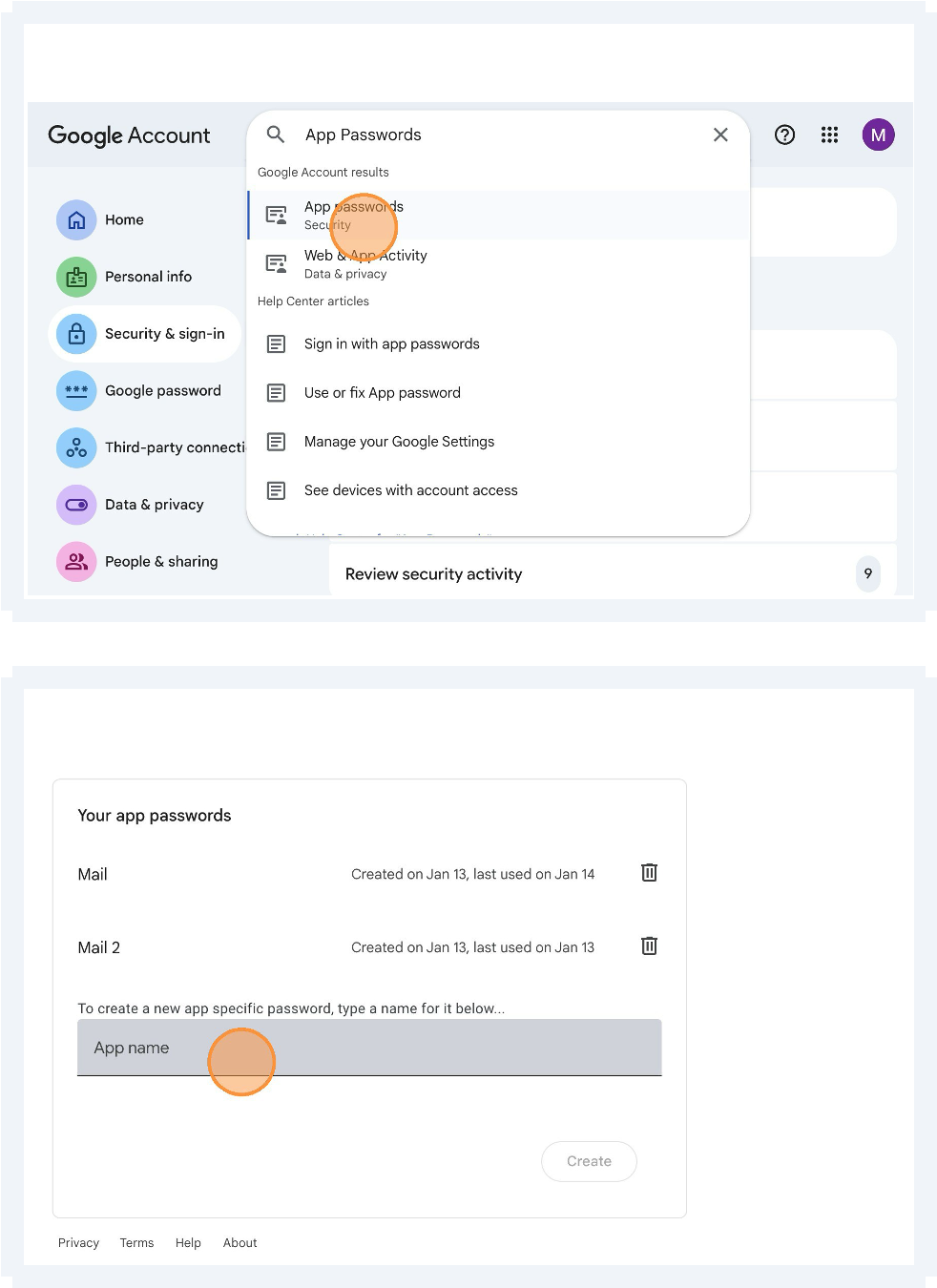 Create app password
